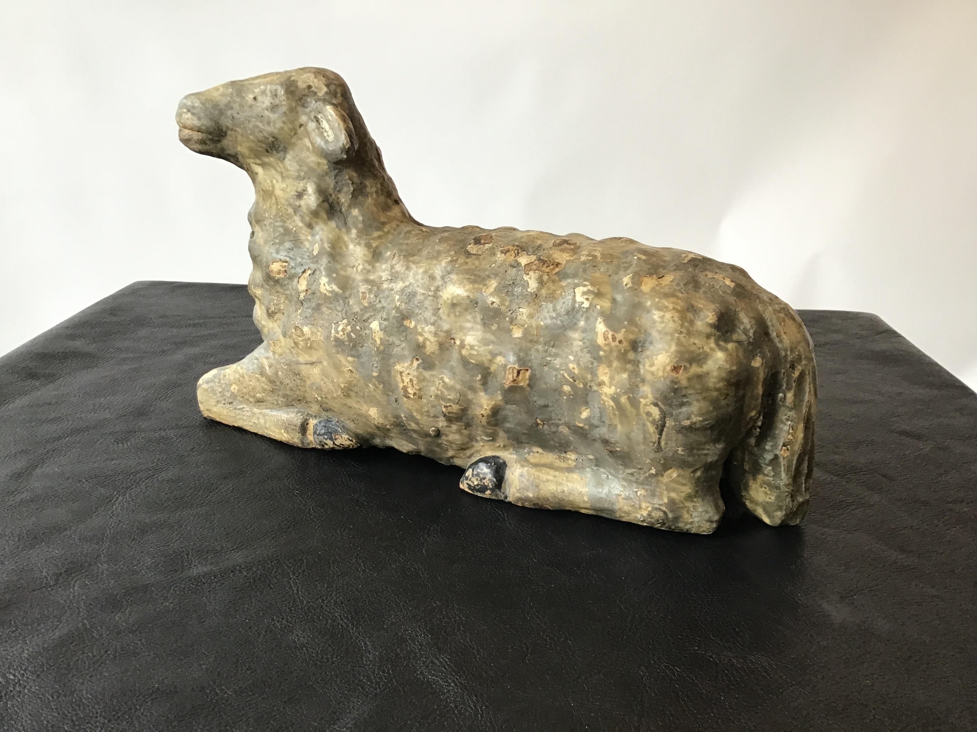 1880s Carved Wood Sheep In Good Condition In Tarrytown, NY