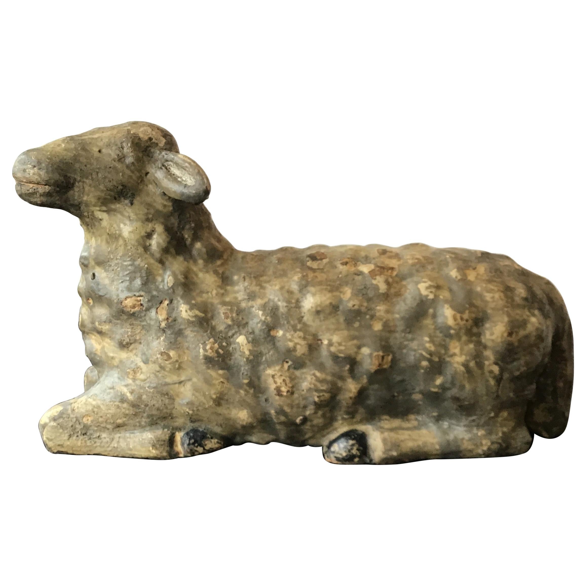 1880s Carved Wood Sheep