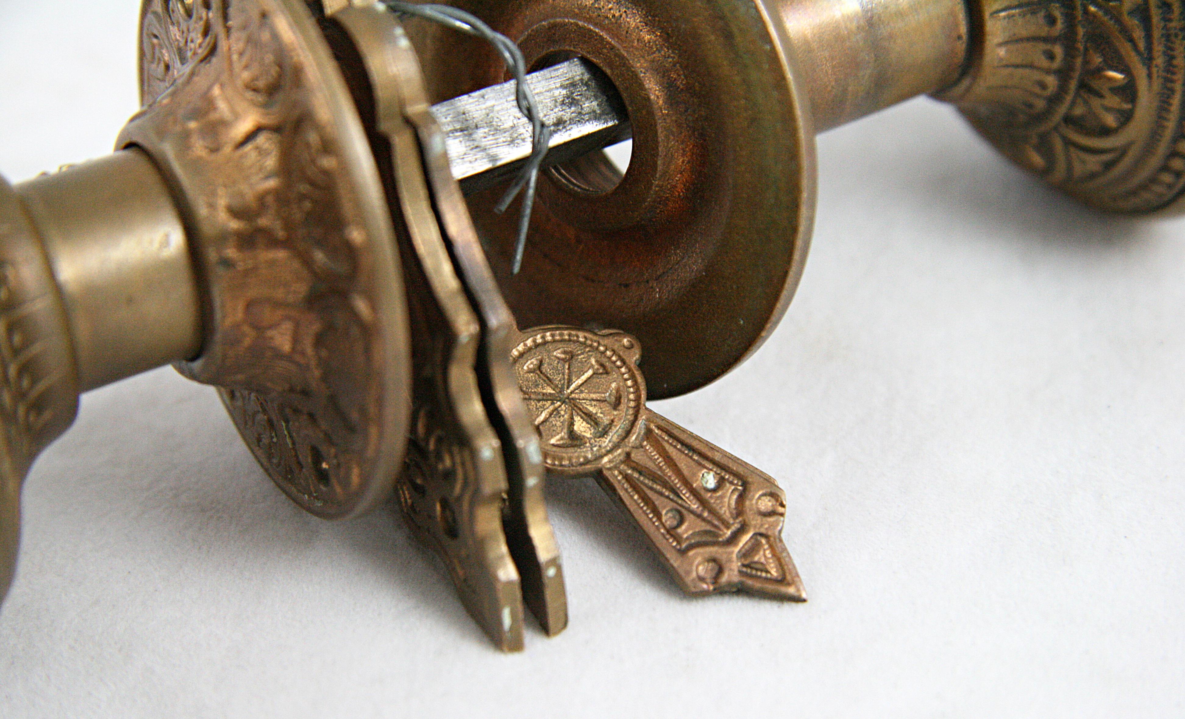 1880s Classic Vernacular Bronze Door Knob Set by Corbin, Quantity Available In Good Condition In New York, NY