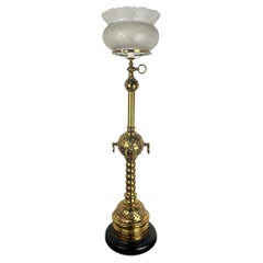 1880s Converted Gas Bronze Eastlake Newel Post Light Attributed to Thackera 