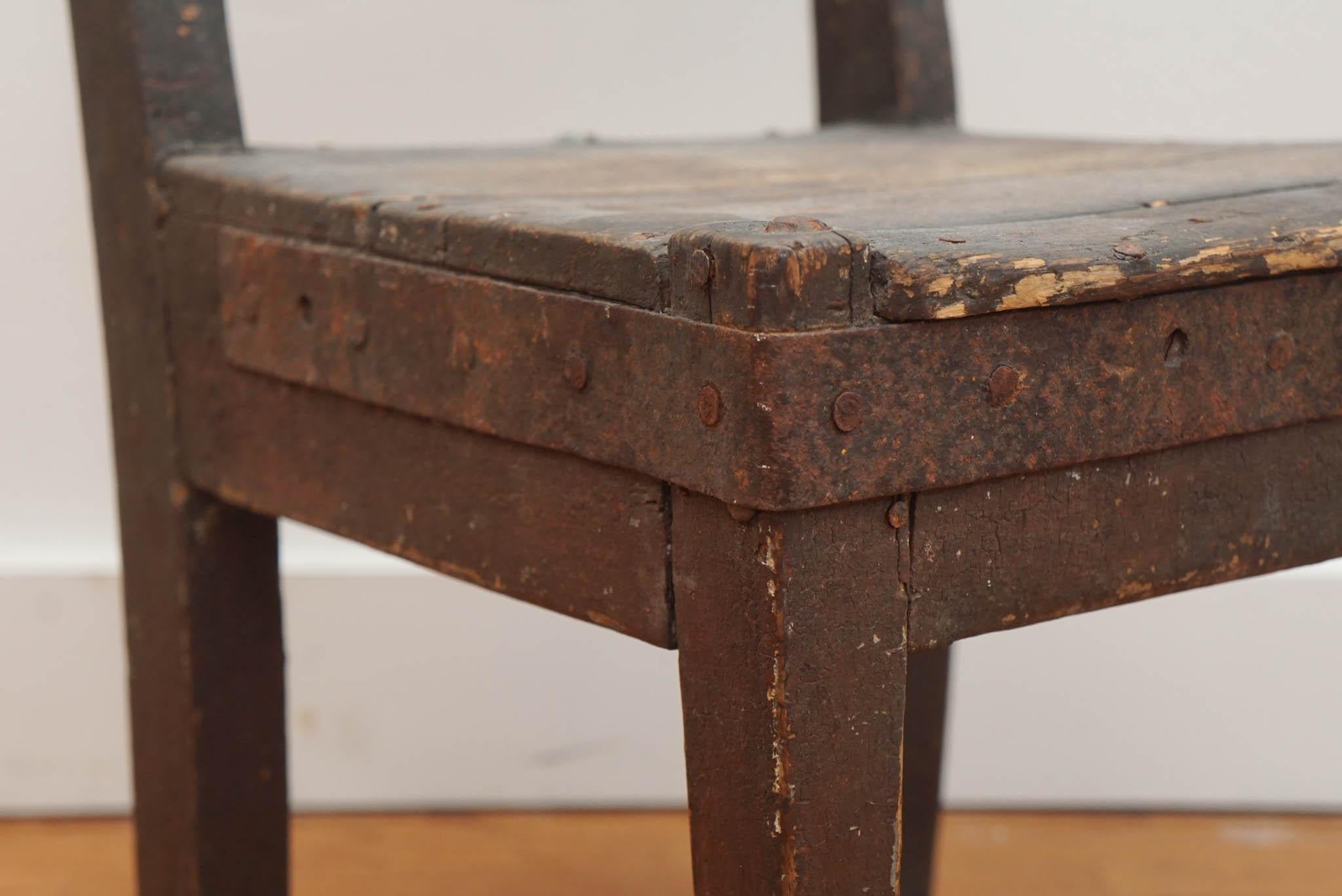 1880s Danish Antique Miniature Chair In Distressed Condition For Sale In Hudson, NY