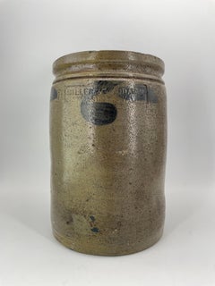 1880er Jahre dekoriert Salzglasur Steingut Krug gestempelt 1 MILLER & WOODARD STRASBURG VA