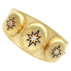 1880s Diamond and Yellow Gold Triple-Locket Bangle