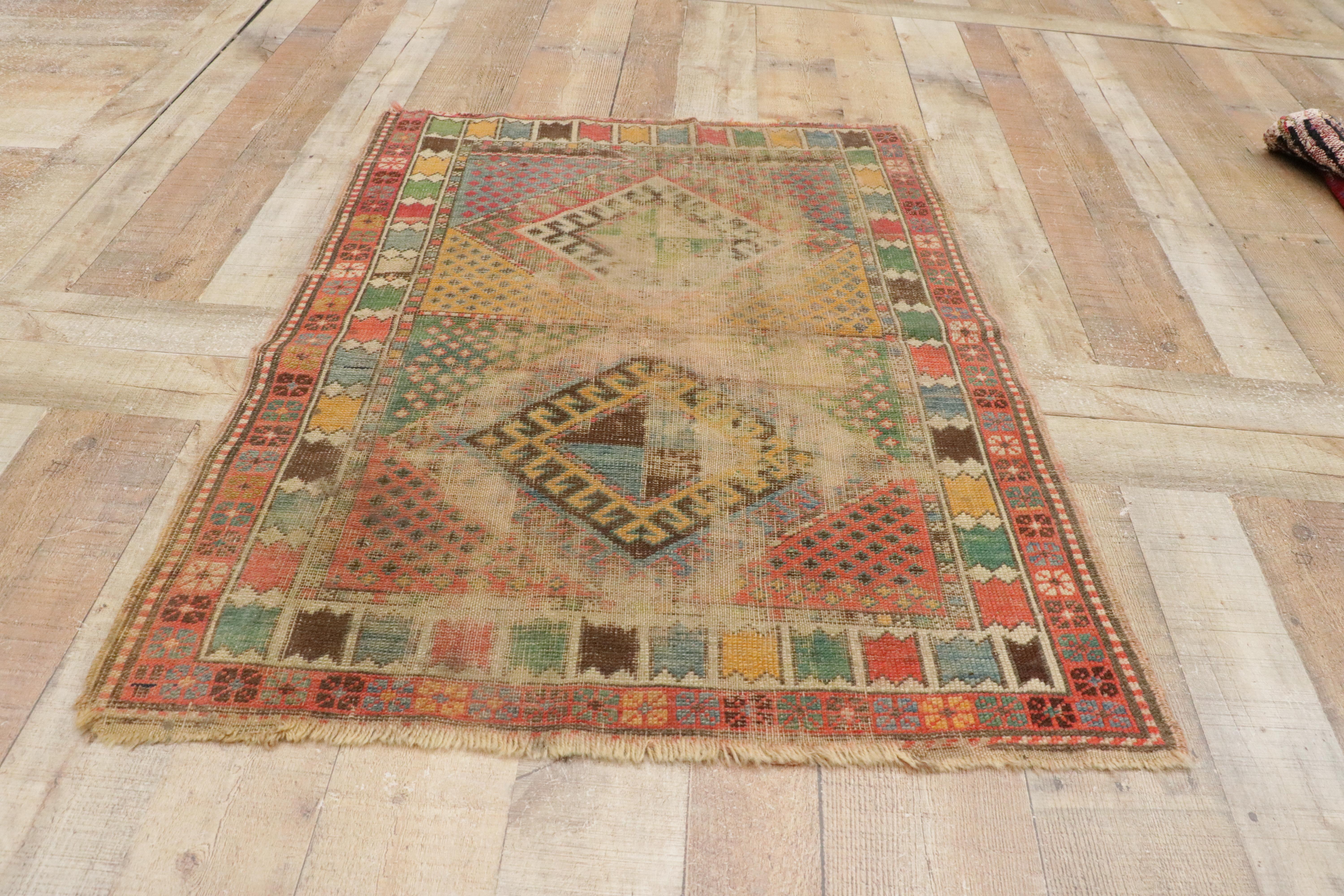 1880's Distressed Antique Caucasian Shirvan Rug For Sale 5