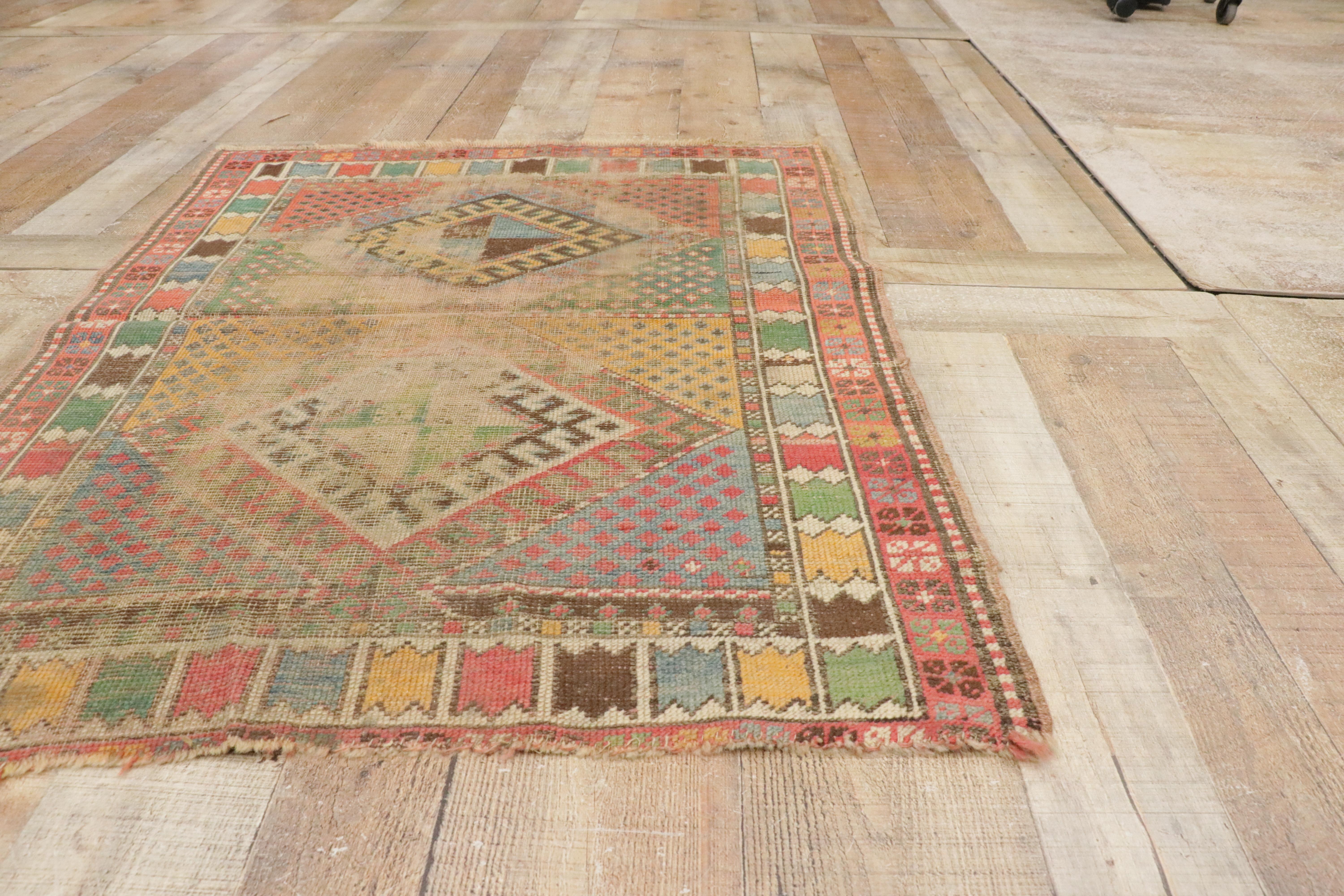 1880's Distressed Antique Caucasian Shirvan Rug For Sale 6