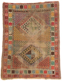 1880's Distressed Antiker Kaukasischer Schirwan-Teppich