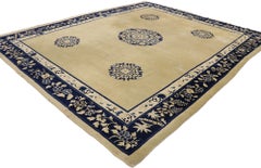 1880s Distressed Antique Chinese Peking Rug with Classic Victorian Style