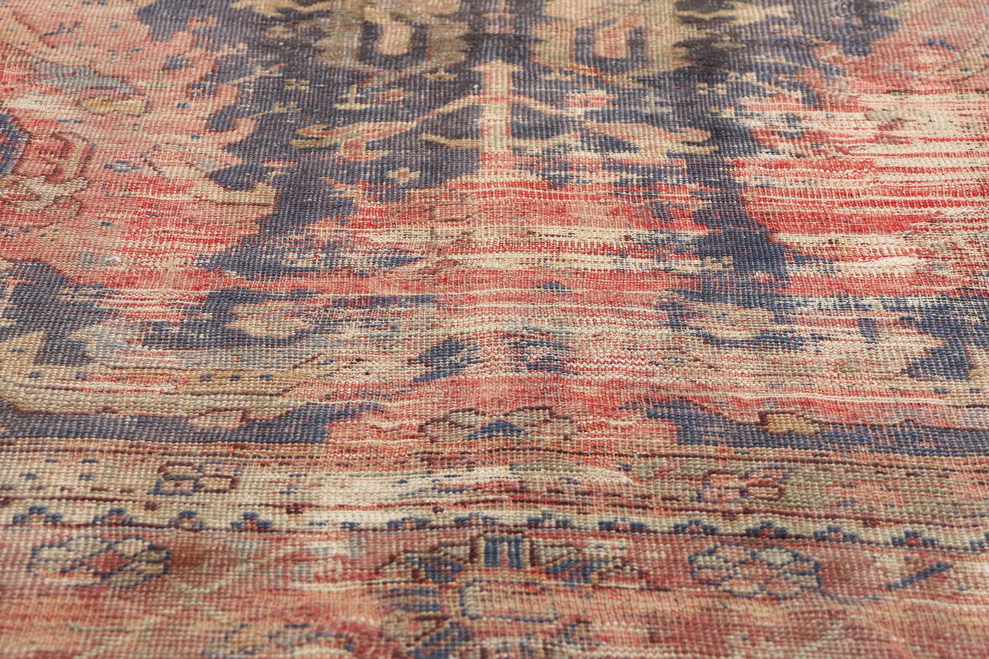 Tappeto Oushak antico turco invecchiato del 1880, 09'05 x 09'11 In condizioni deteriorate in vendita a Dallas, TX