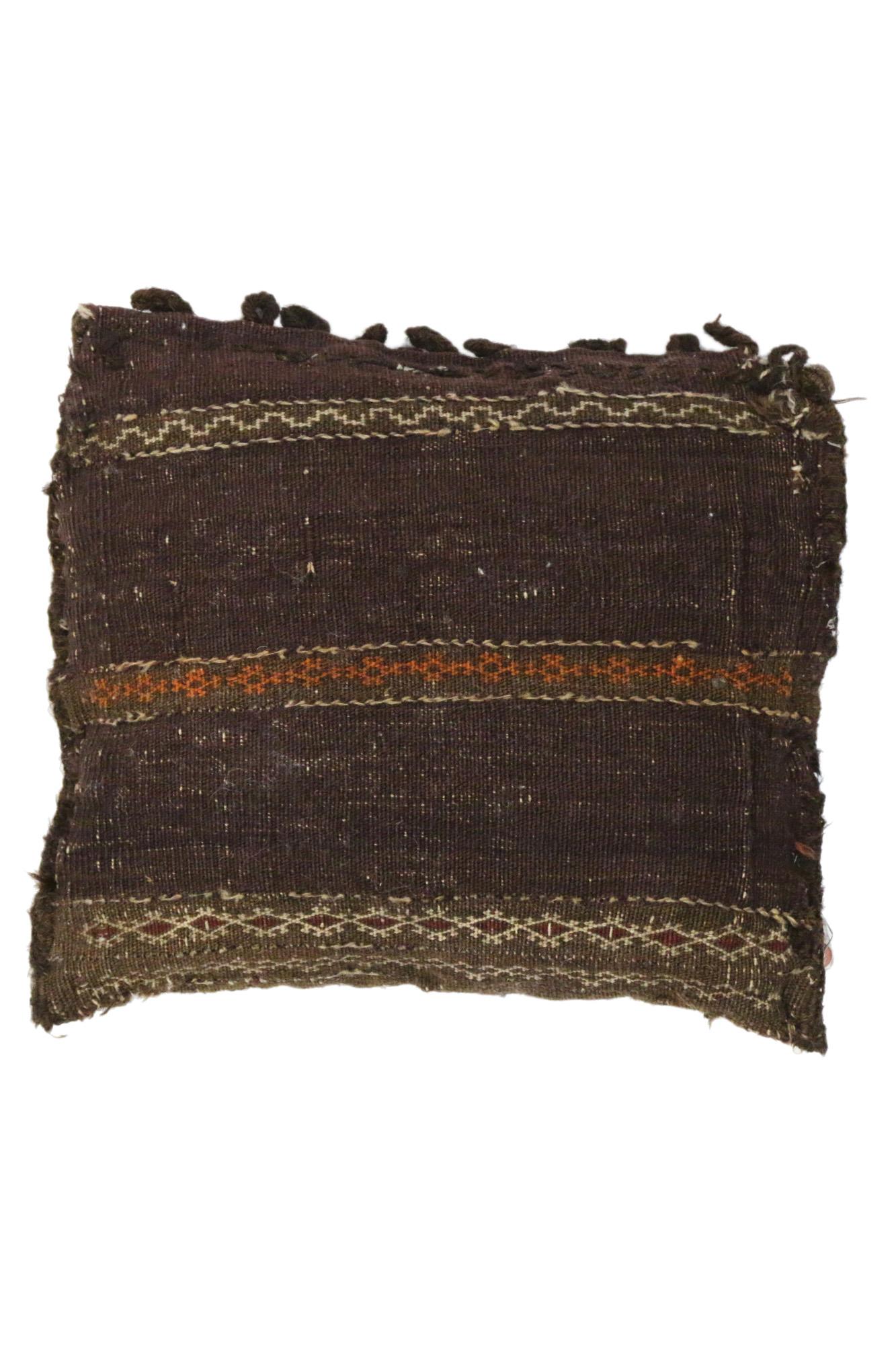 Hand-Woven 1880's Distressed Handwoven Antique Afghan Cushion For Sale
