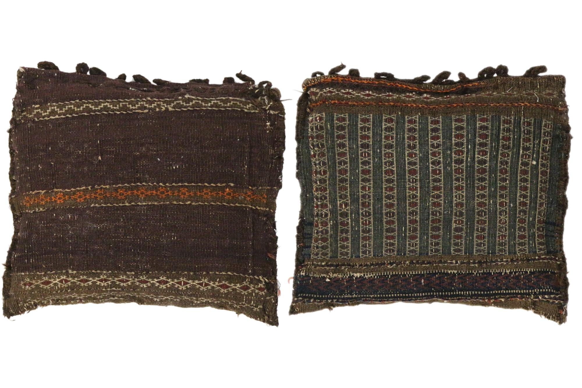 19th Century 1880's Distressed Handwoven Antique Afghan Cushion For Sale