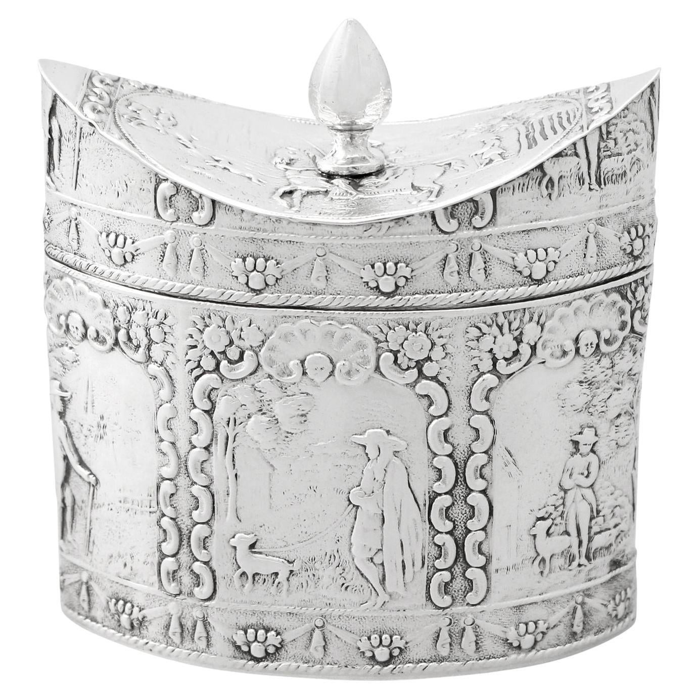 1880s Dutch Silver Tea Caddy For Sale
