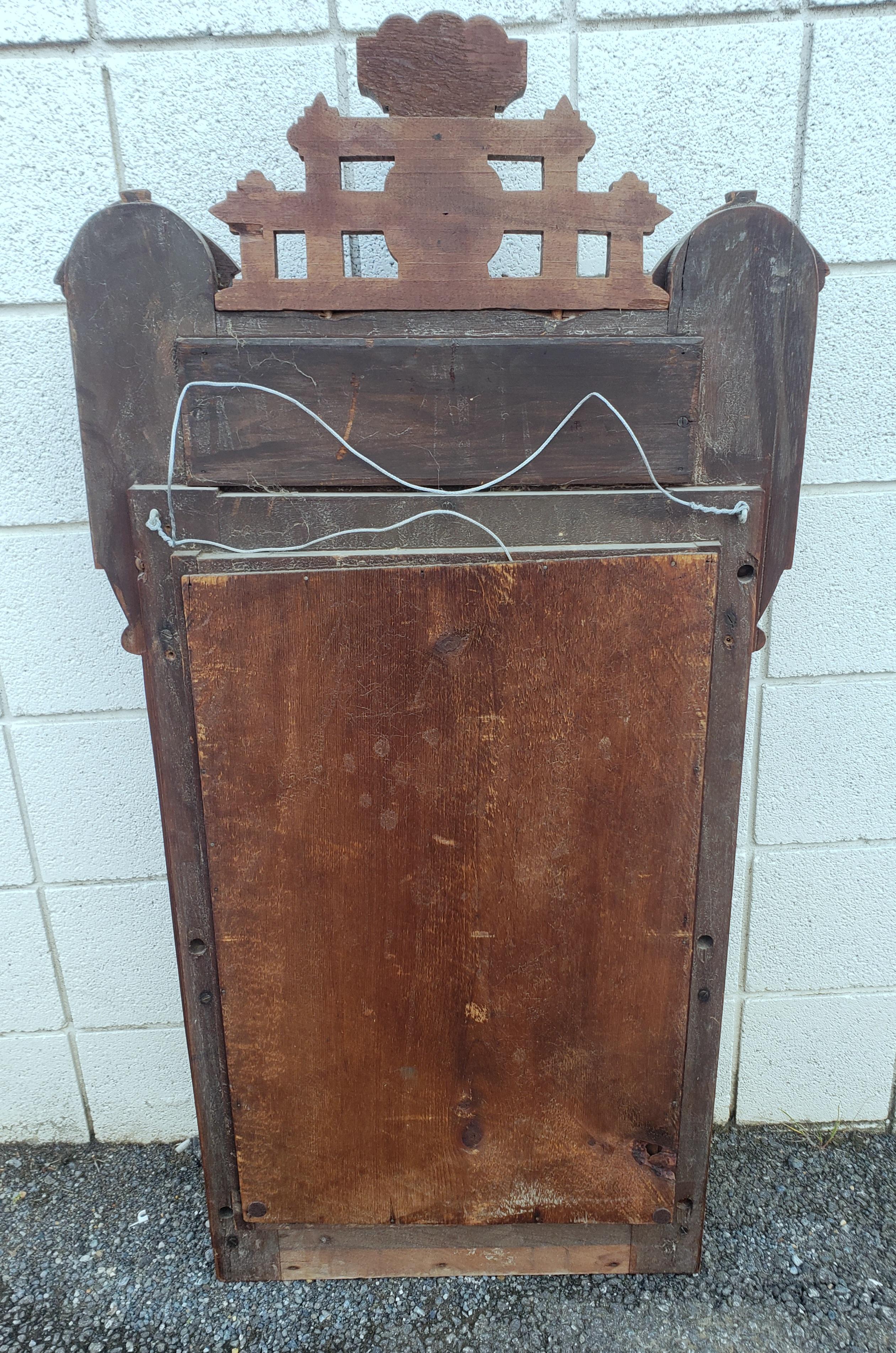  1880s Eastlake Walnut Wall Mirror with Hats Pegs For Sale 3