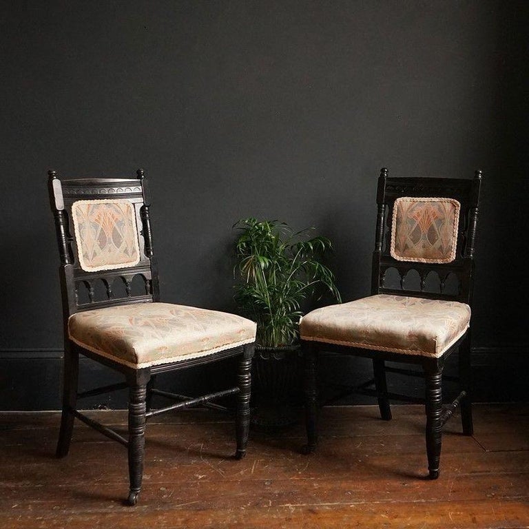 Pair of Antique Ebonised Aesthetic Movement Side Chairs, 19th Century ...