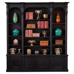 1880s Ebonized English Open Face Oak Bookcase