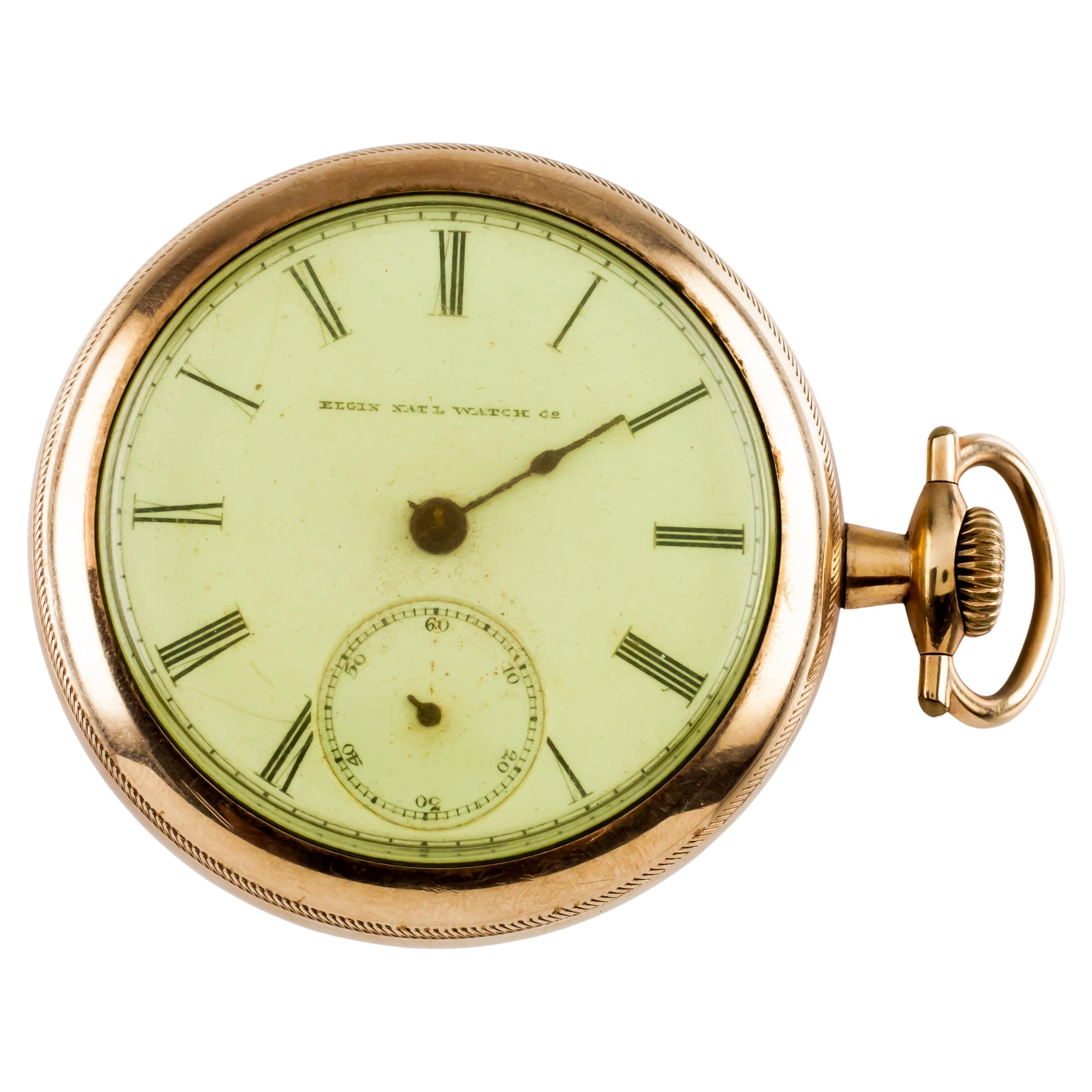1880's Elgin Gold-Filled Antique Open Face Pocket Watch, Size 10S