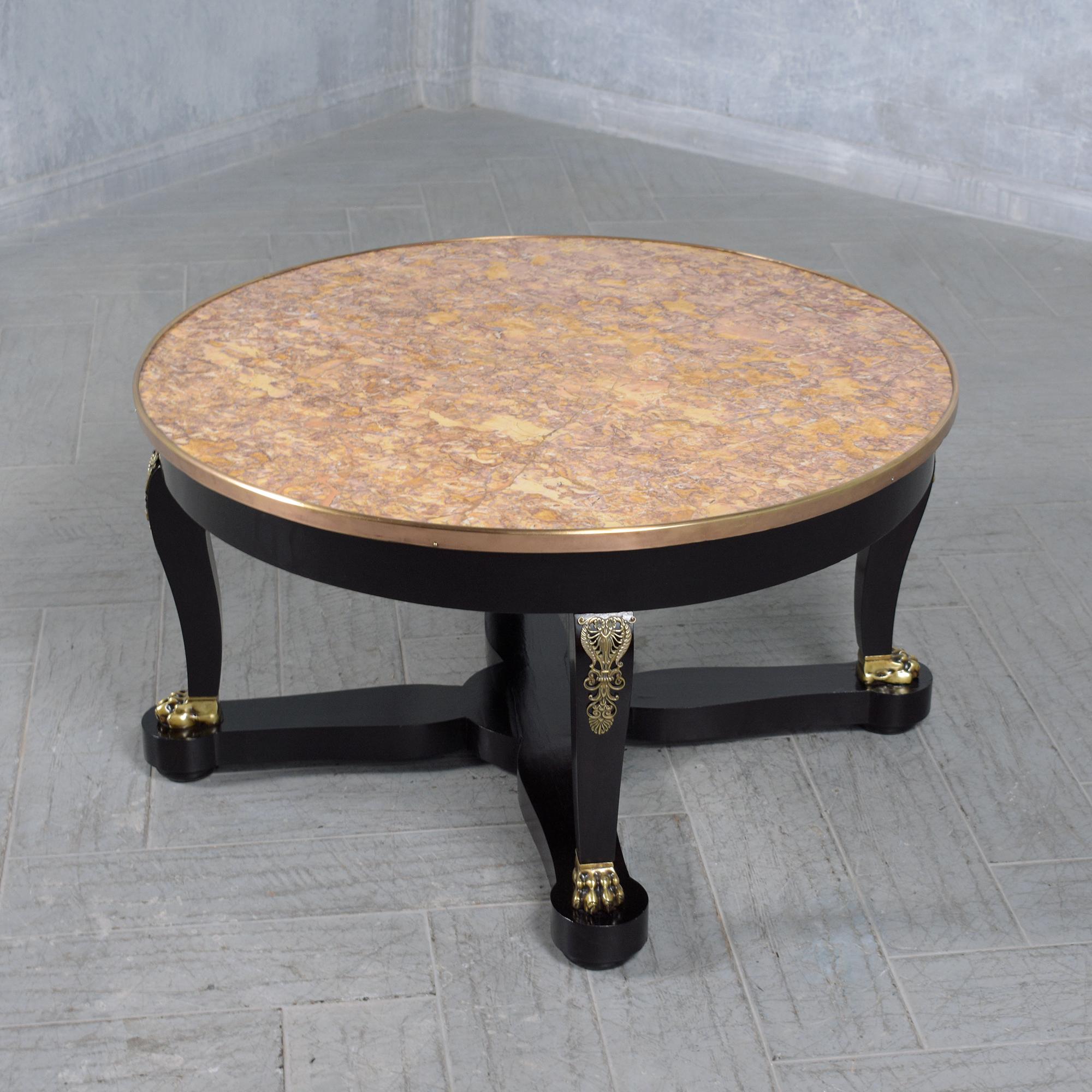Brass 1880s Empire-Style Antique Coffee Table: Historical Elegance Restored For Sale