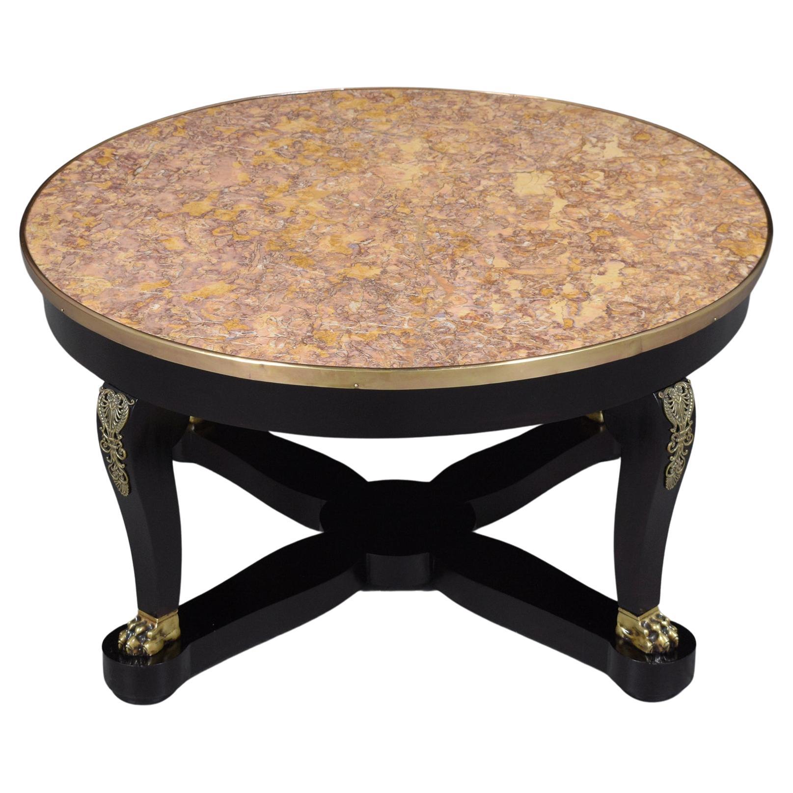 1880s Empire-Style Antique Coffee Table: Historical Elegance Restored