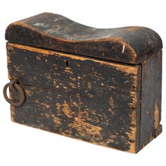 1880s English Black Painted Nautical Box Recovered from Ship
