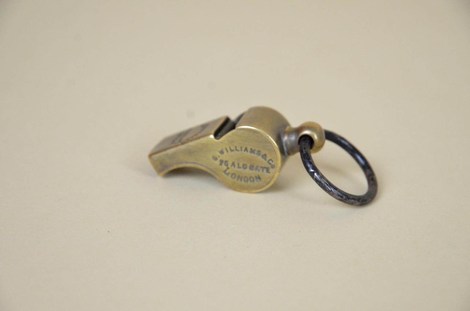 Victorian 1880s English Brass `The Thunderer` Hudson`s Patent Whistle For Sale