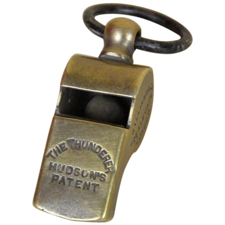1880s English Brass `The Thunderer` Hudson`s Patent Whistle For Sale at