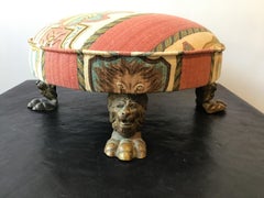 1880s English Bronze Lion Footstool