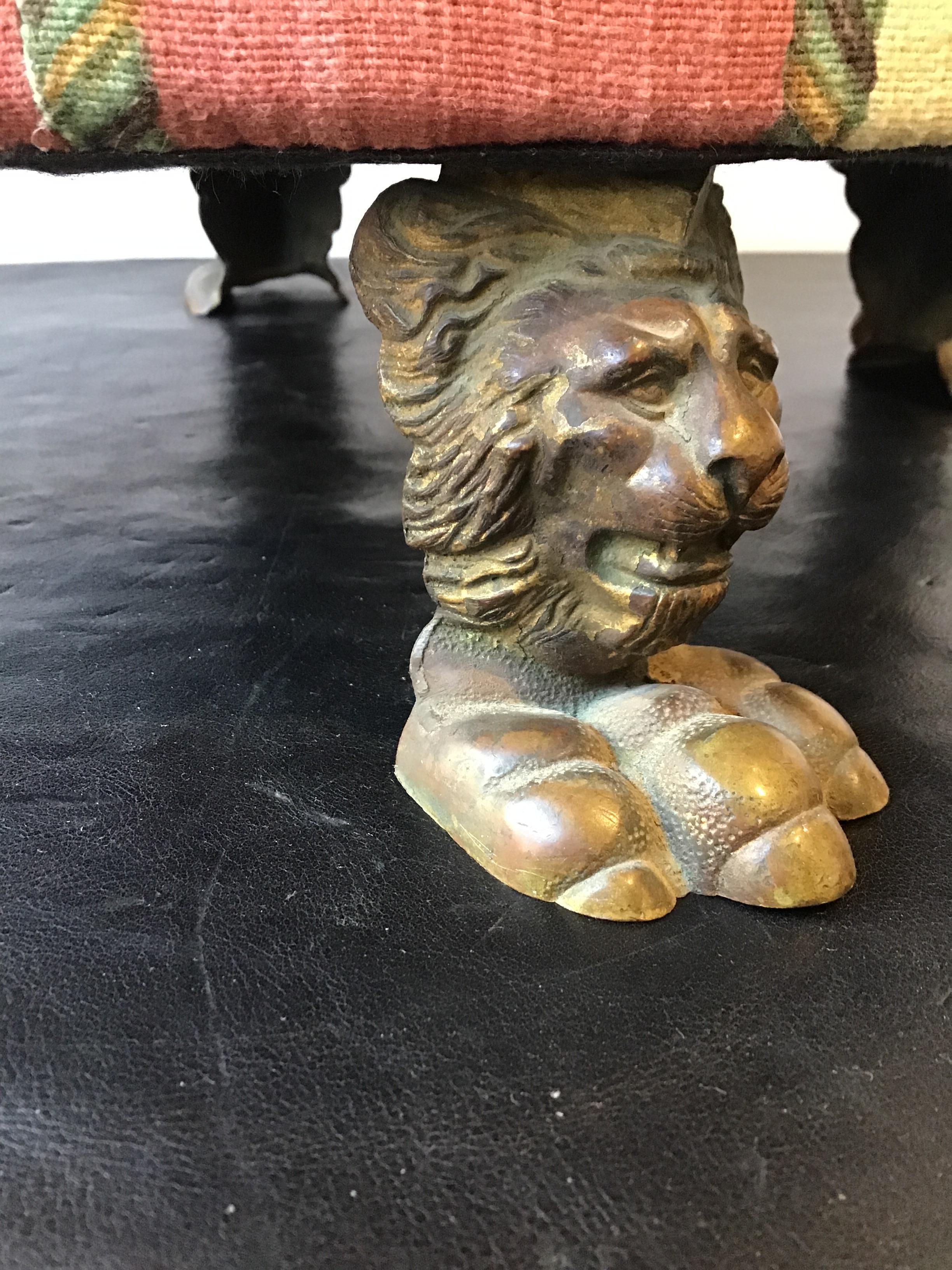 1880s English Bronze Lion Footstool For Sale 2