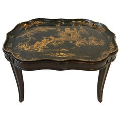 1880s English Chinoiserie Paper Mache Tray Table