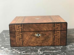 1880s English Inlaid Walnut Sewing Box