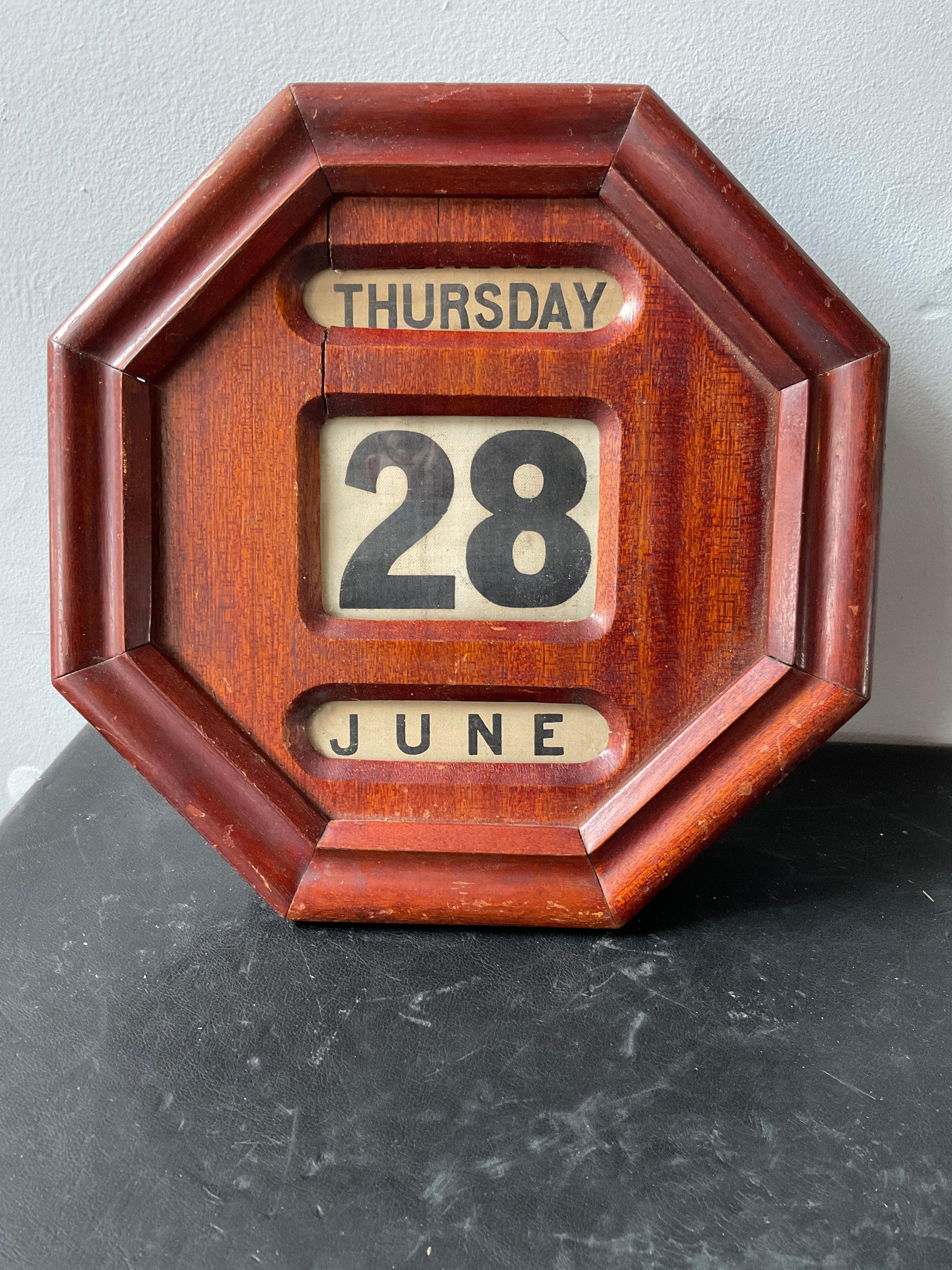 vintage wooden perpetual calendar