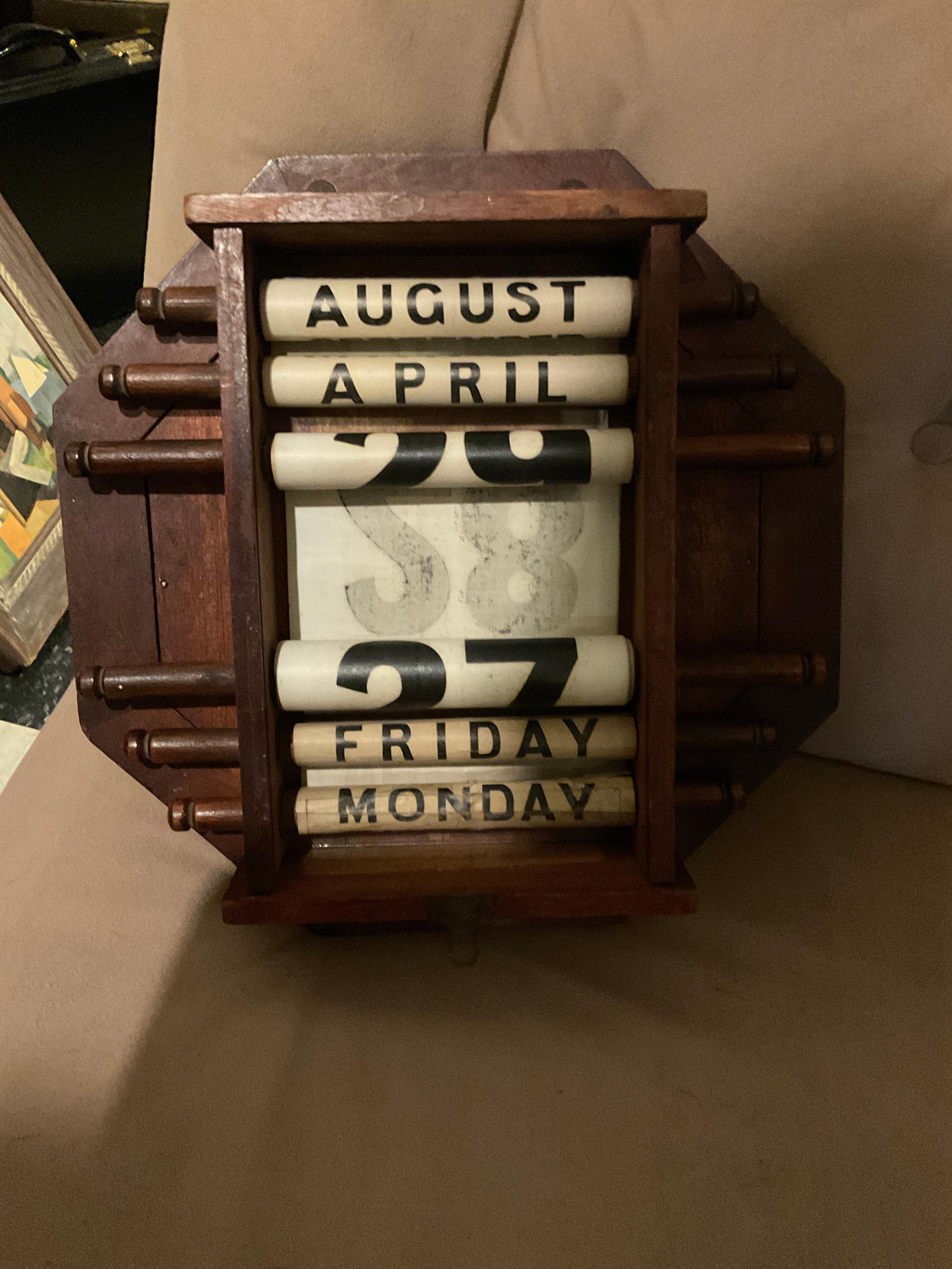 Wood 1880s English Perpetual Calendar