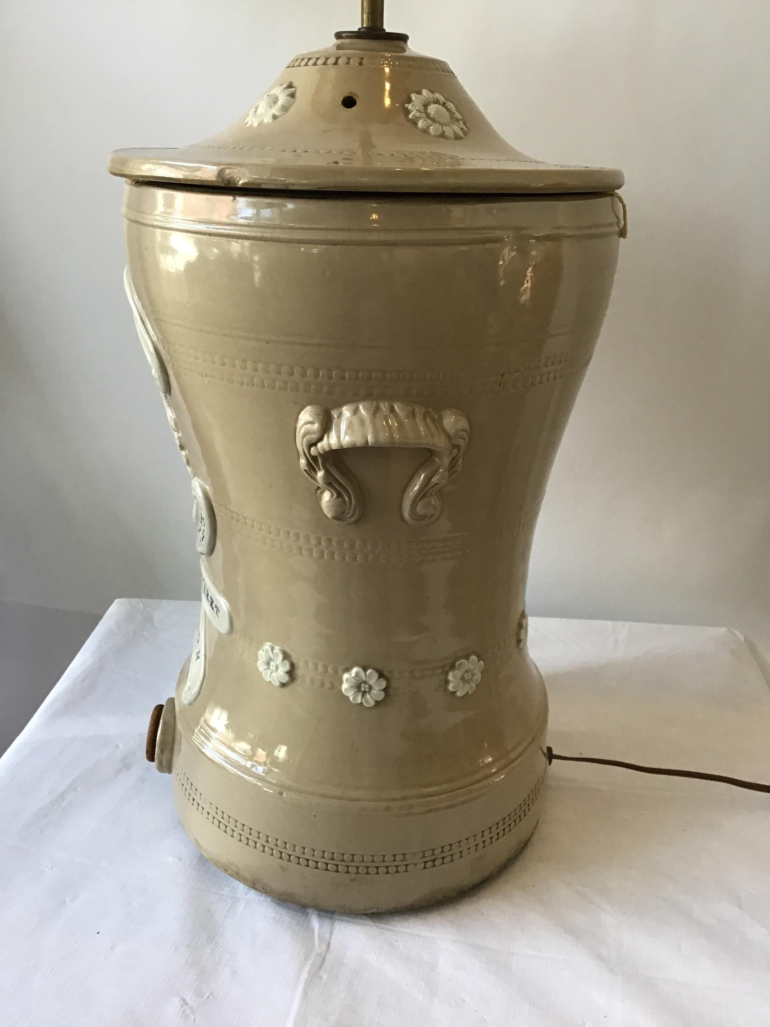 1880s English Stoneware Water Filter Lamp 1