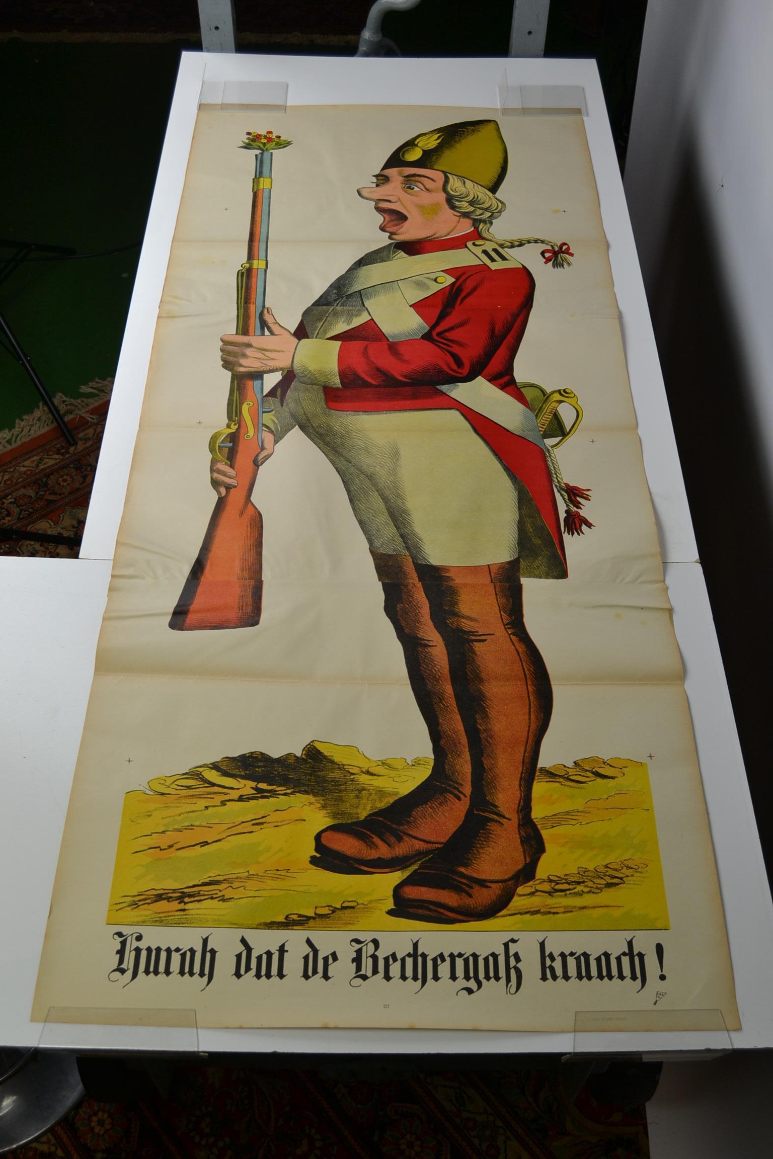 1880s Life-Size Stone Lithography Poster with an Officer, Europe 6