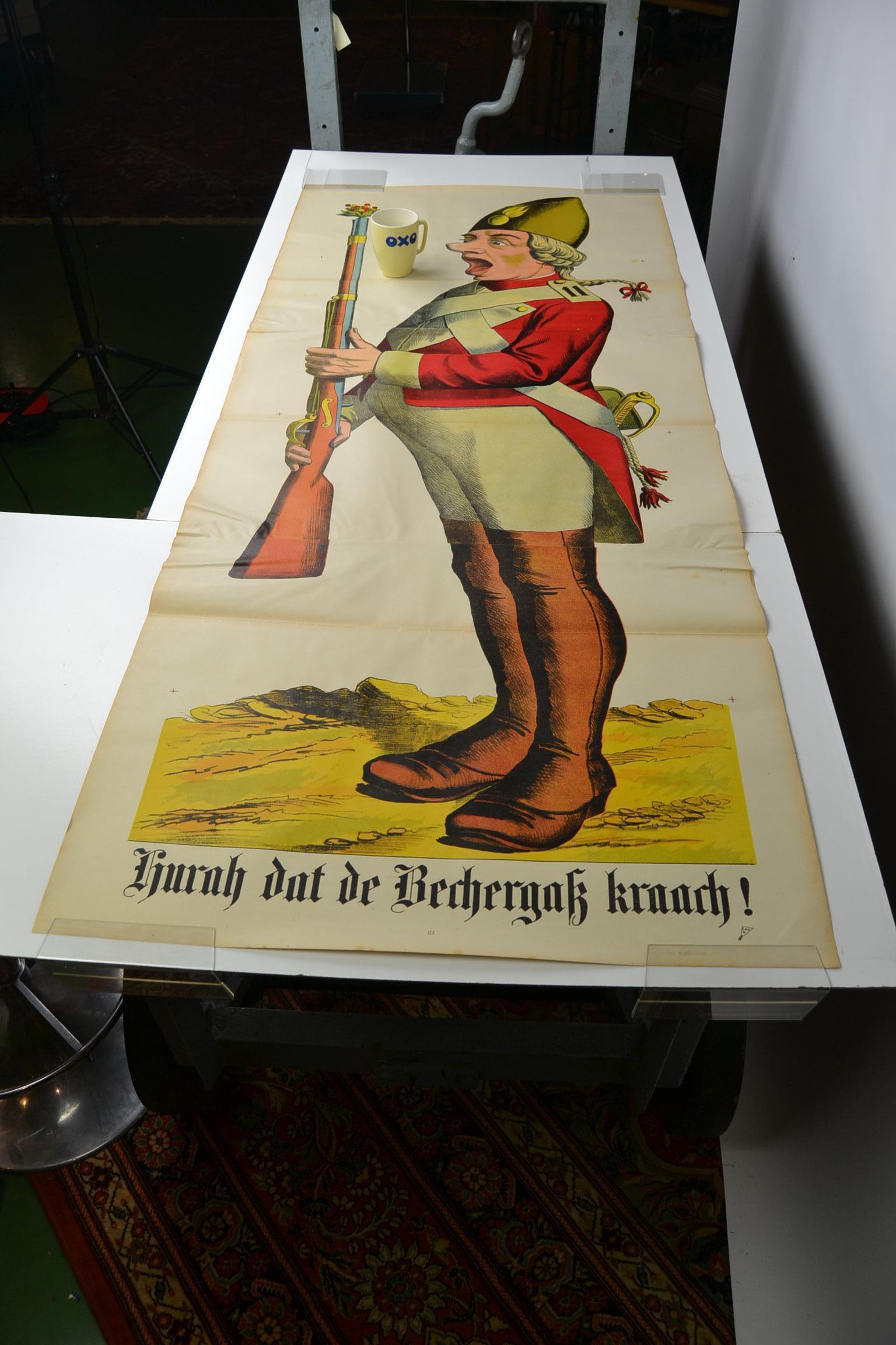 1880s Life-Size Stone Lithography Poster with an Officer, Europe 7