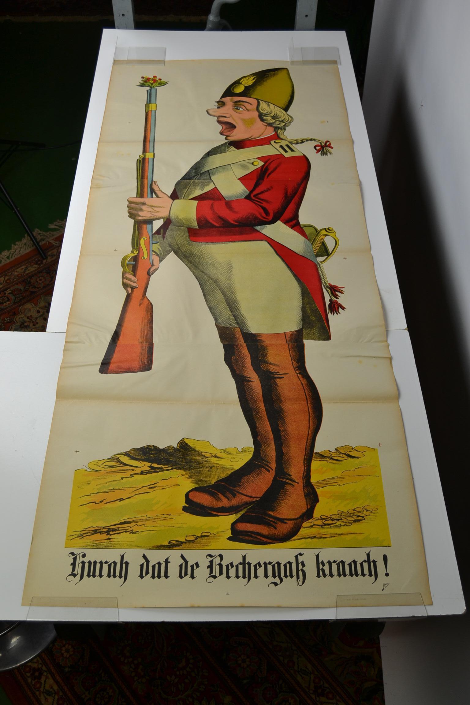 1880s Life-Size Stone Lithography Poster with an Officer, Europe 13