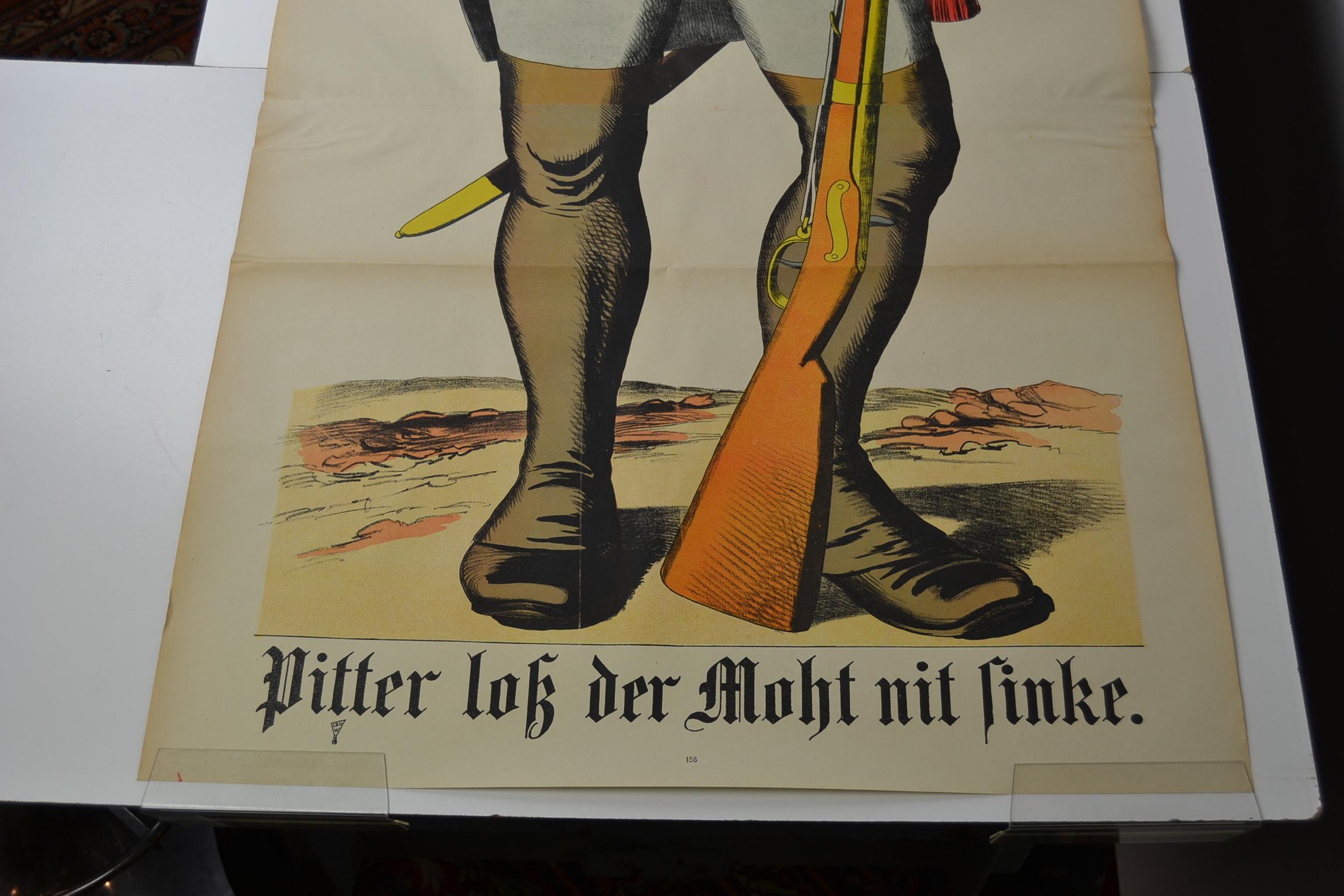 1880er Jahre Europäisches lebensgroßes Lithografieplakat mit einem Offizier (19. Jahrhundert) im Angebot