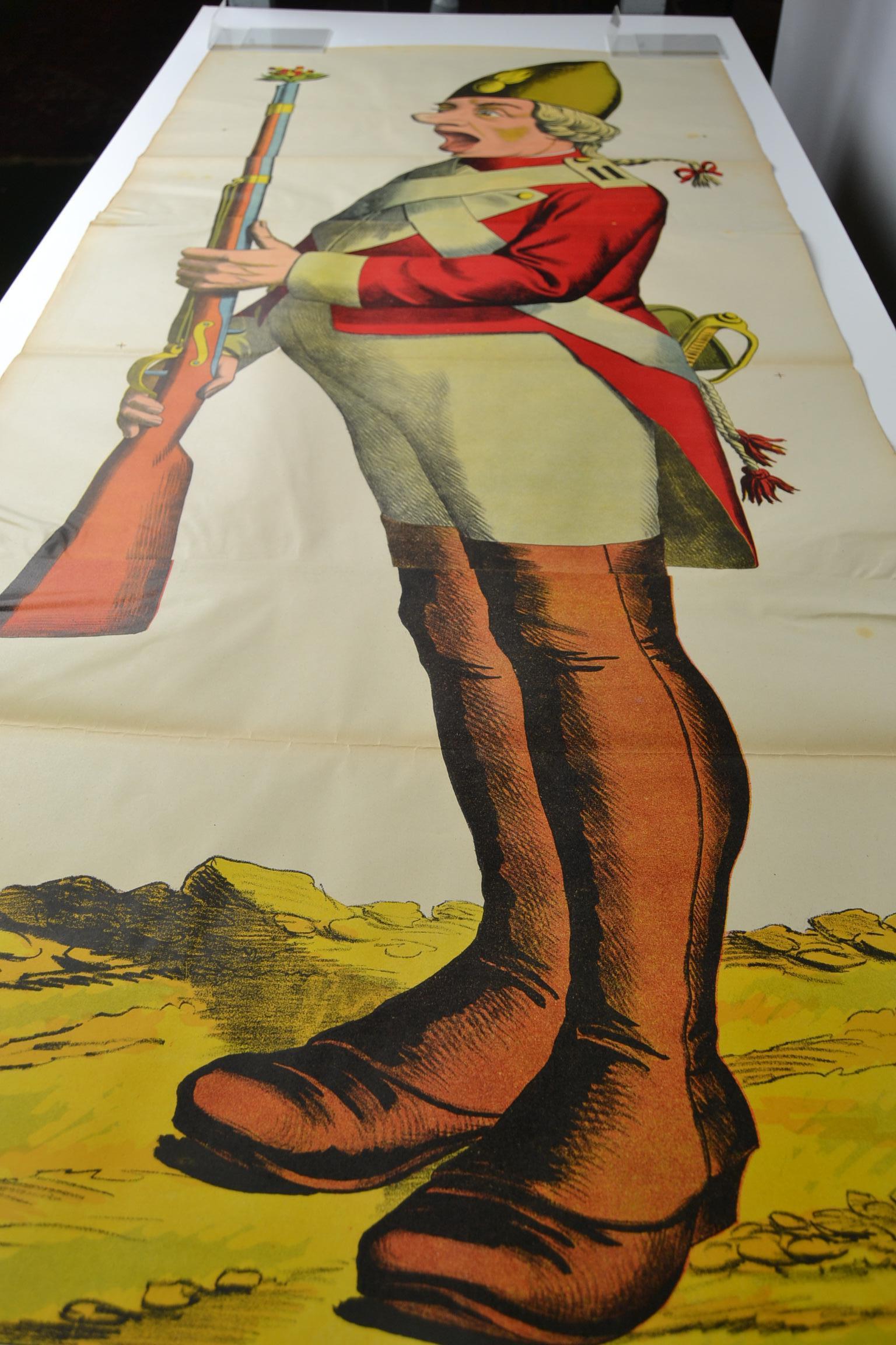 1880s Life-Size Stone Lithography Poster with an Officer, Europe 1