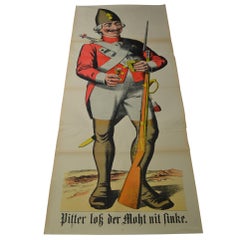 Antique 1880s European Lifesize Stone Lithography Poster with an Officer