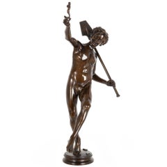 Scultura in bronzo antico francese del 1880 "Trovato a Pompei!" di Hippolyte Moulin