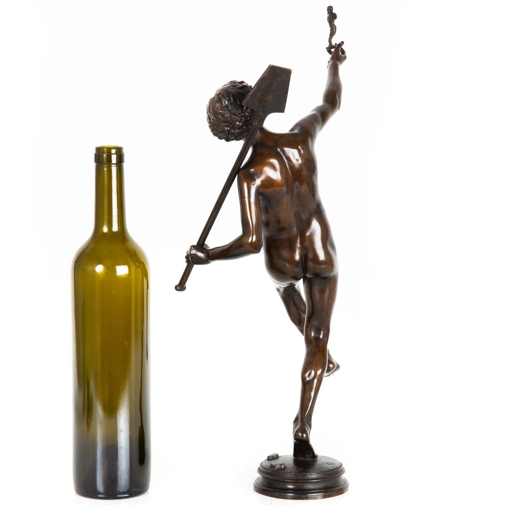 Romantico Scultura in bronzo antico francese del 1880 