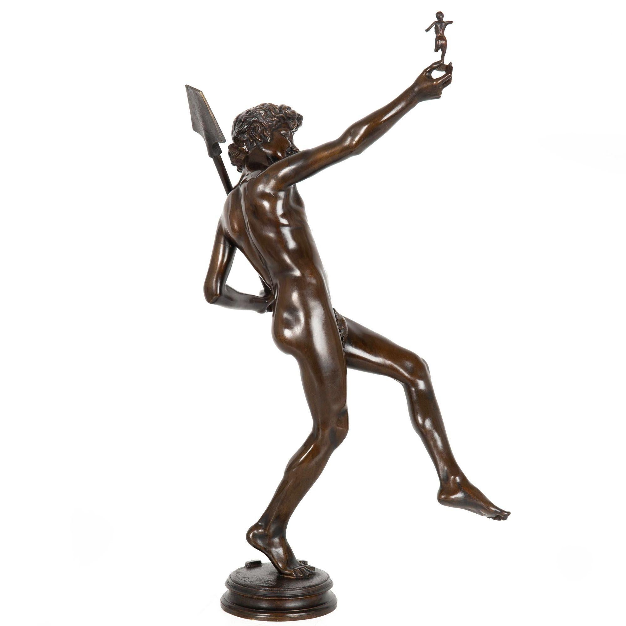 Scultura in bronzo antico francese del 1880 