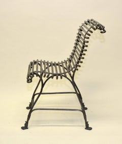 1880s French Arras Garden Chair with Cast Iron Lion Claw Feet