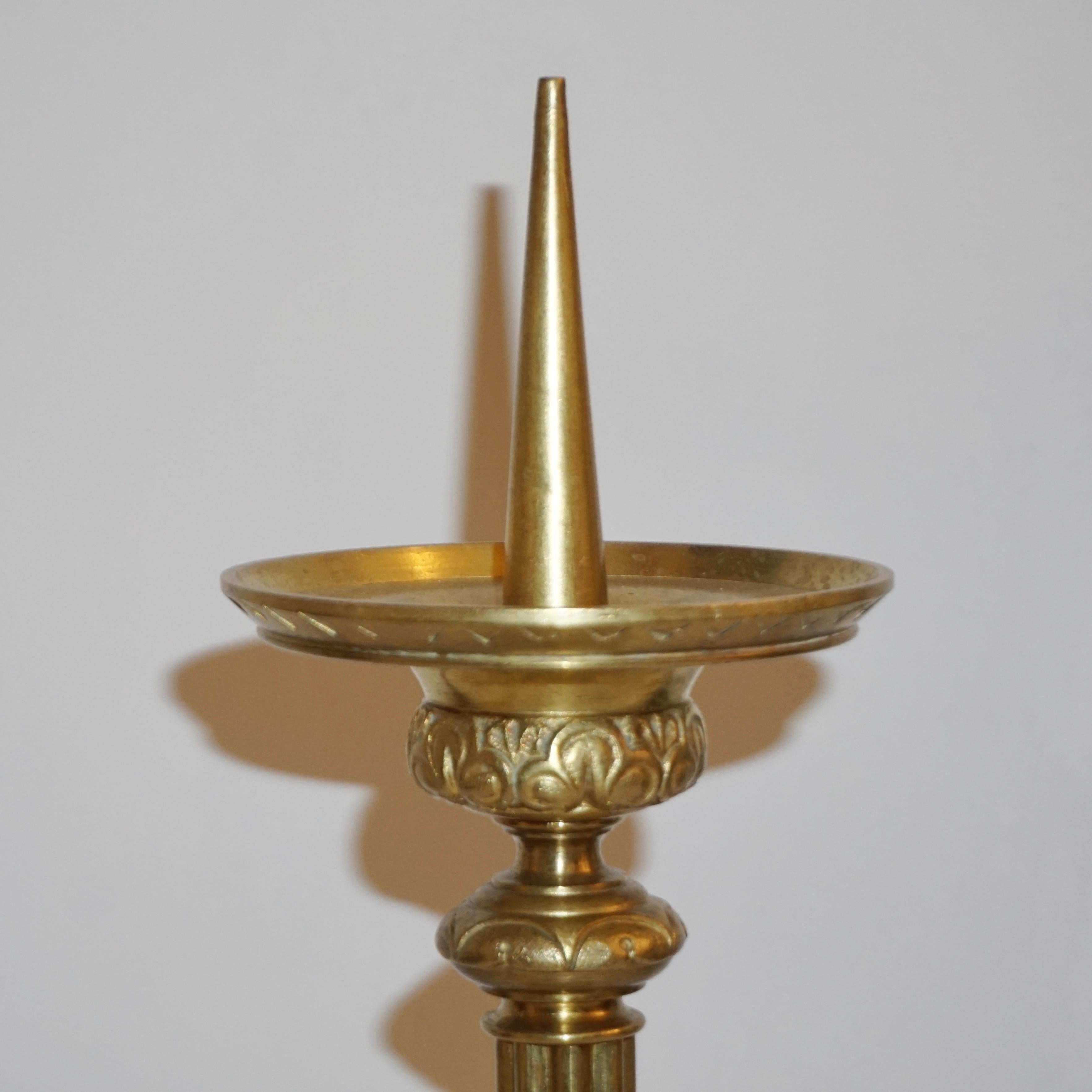 1880s French Baroque Revival Gilt Bronze Ormolu Pricket Candlestick 8