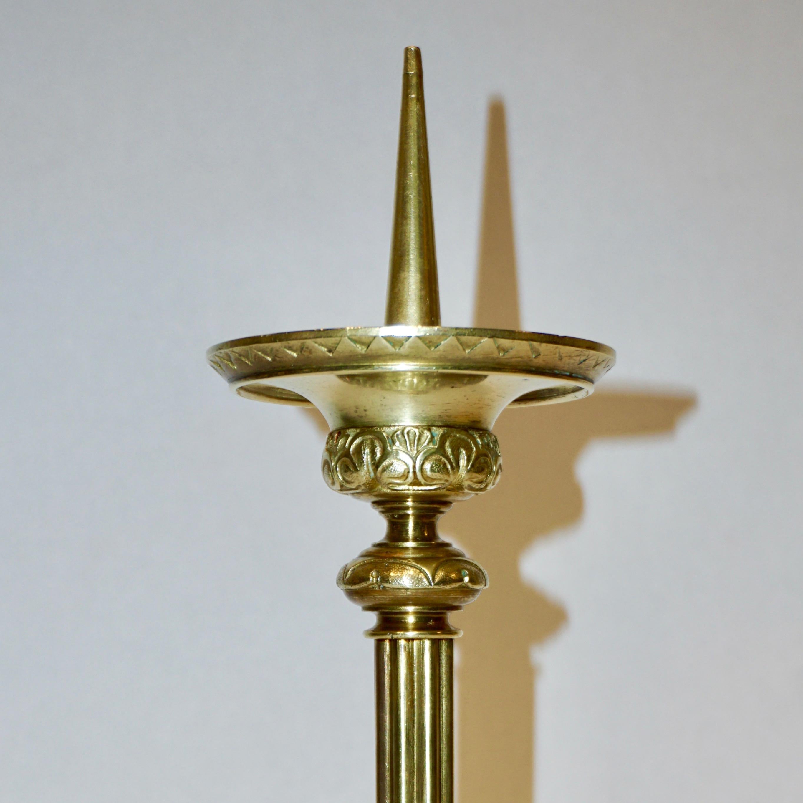 1880s French Baroque Revival Gilt Bronze Ormolu Pricket Candlestick 9