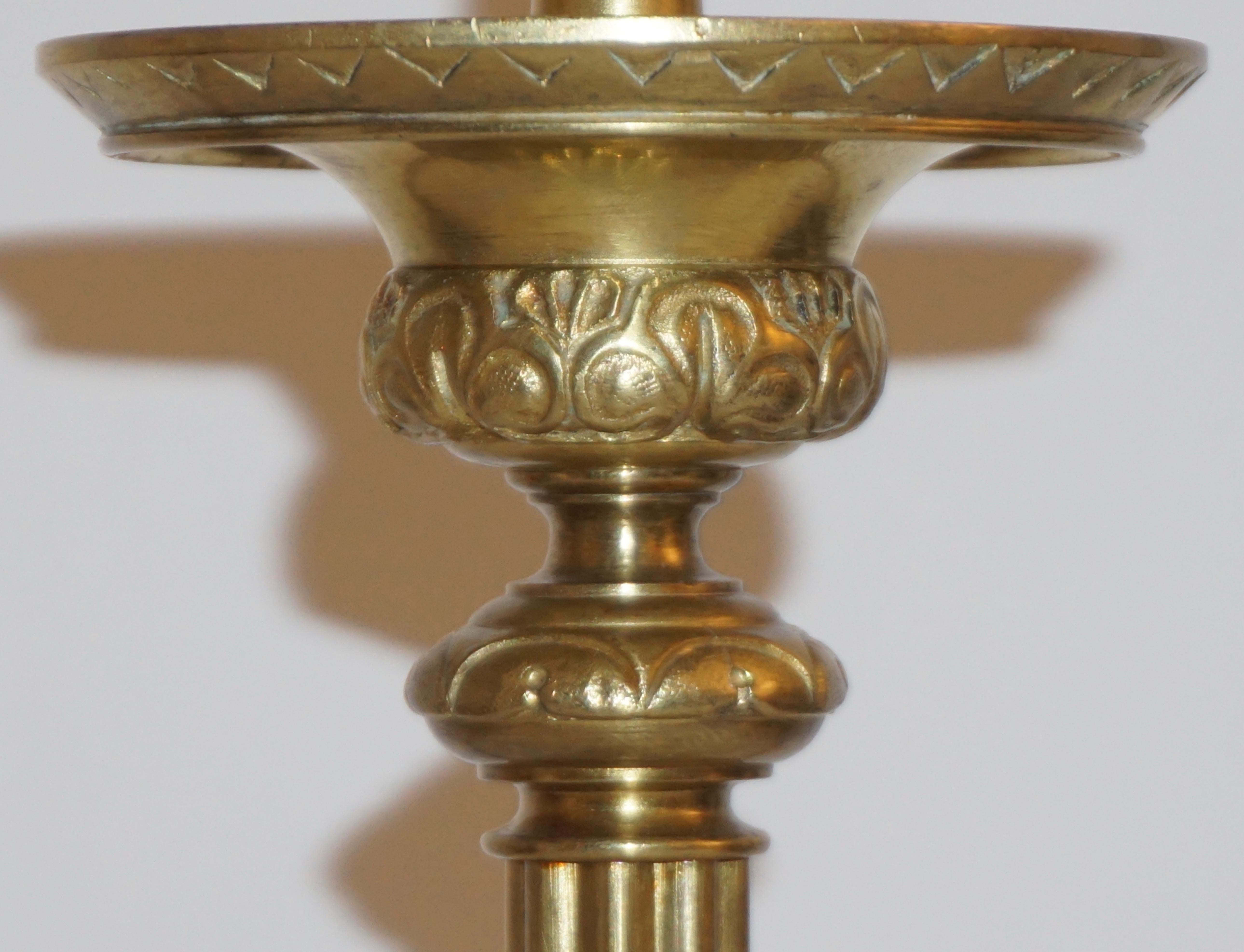 1880s French Baroque Revival Gilt Bronze Ormolu Pricket Candlestick 1