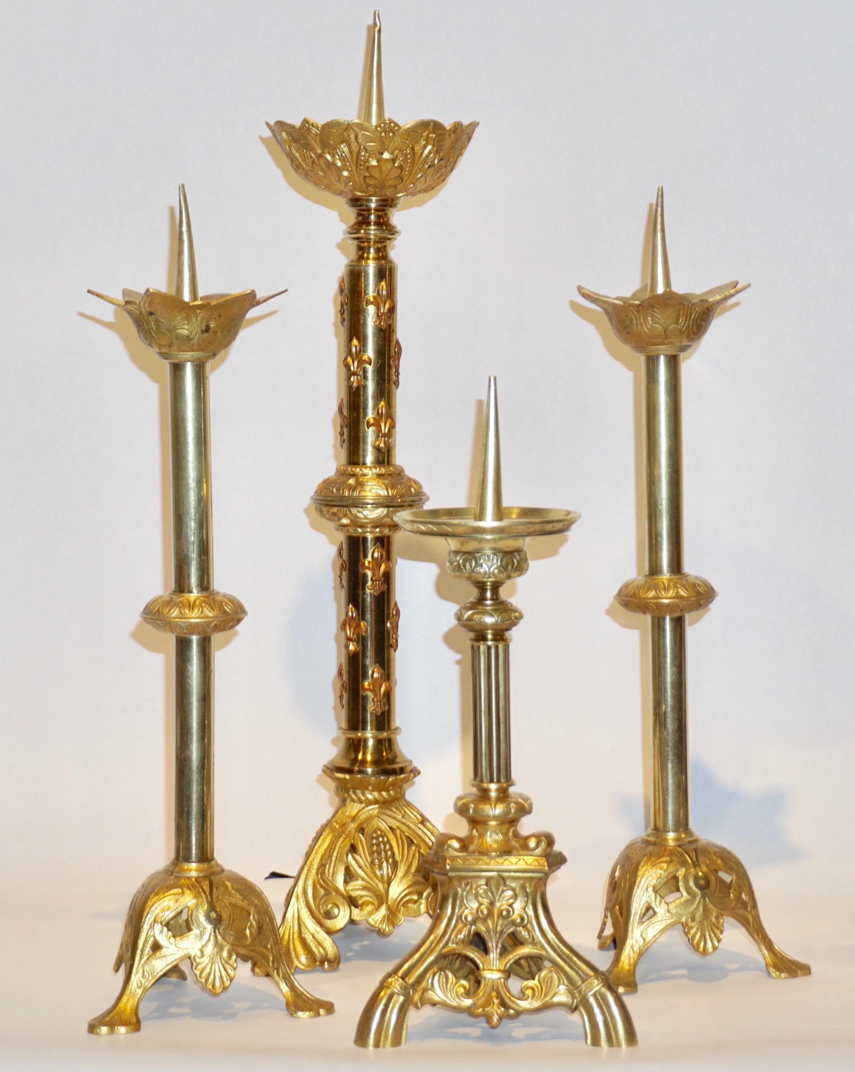1880s French Baroque Revival Gilt Bronze Ormolu Pricket Candlestick 4