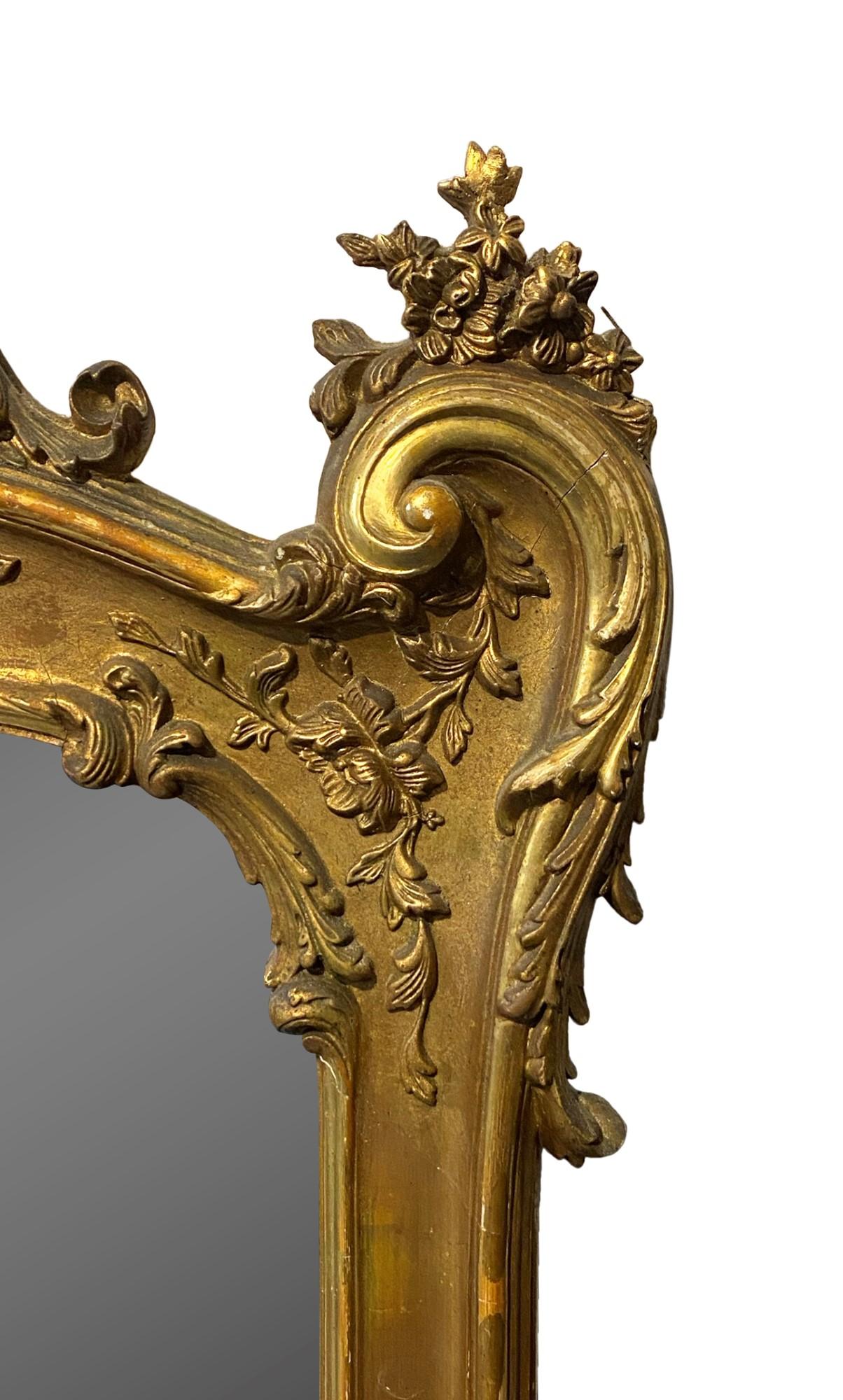 1880s French Beveled Glass Gilt Mirror Gesso and Hand Carved Wood In Good Condition In New York, NY