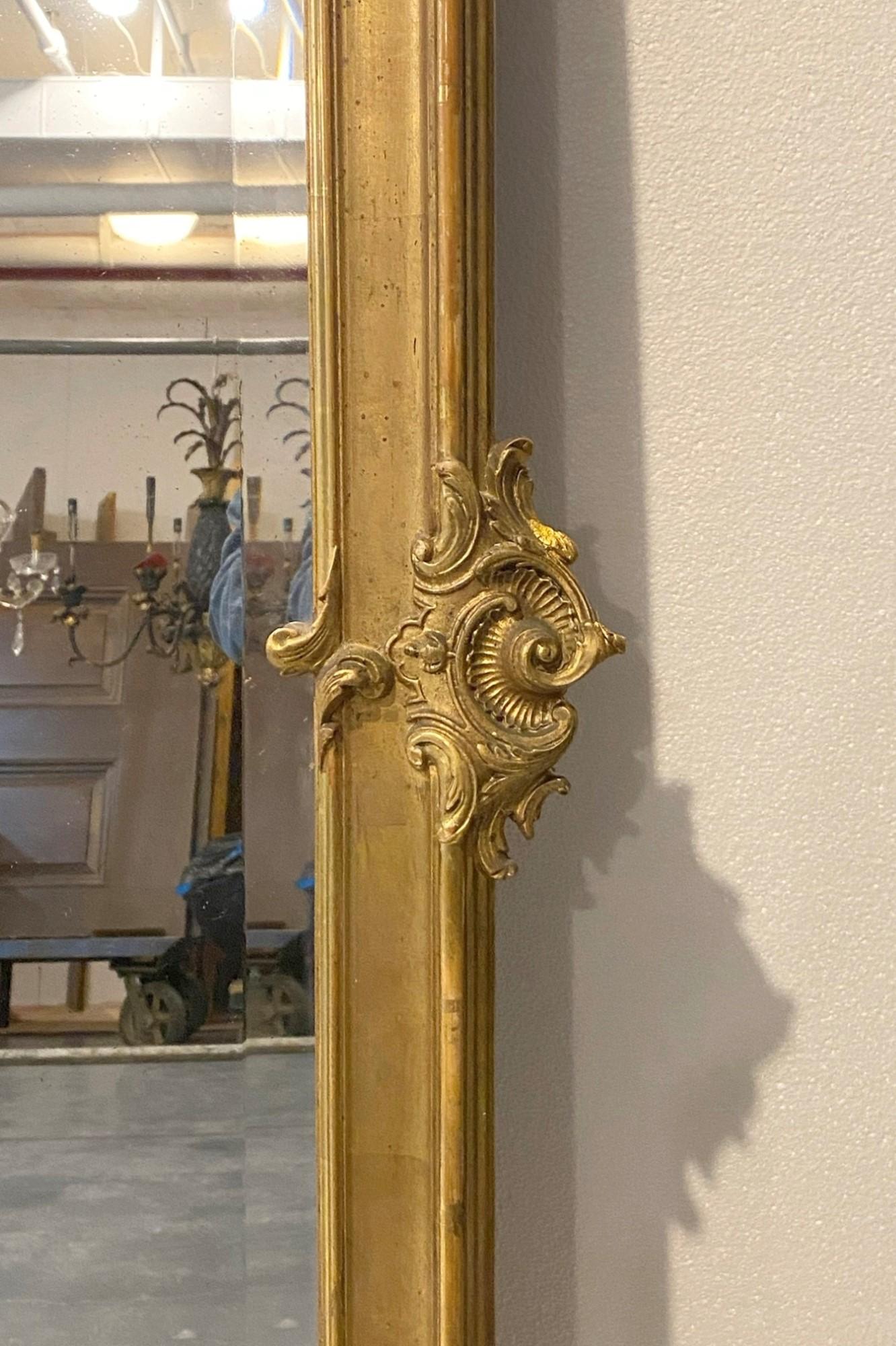 1880s French Beveled Glass Gilt Mirror Gesso and Hand Carved Wood 3