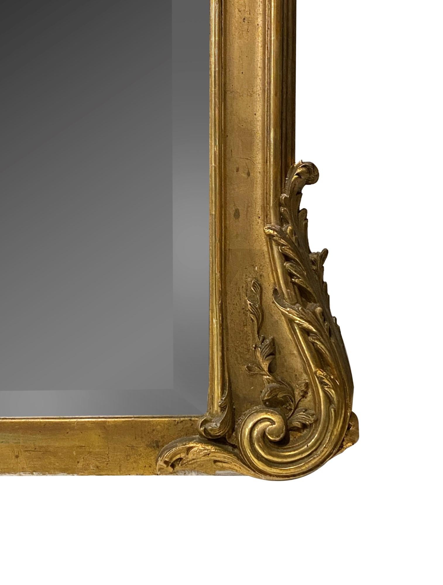 1880s French Beveled Glass Gilt Mirror Gesso and Hand Carved Wood 4
