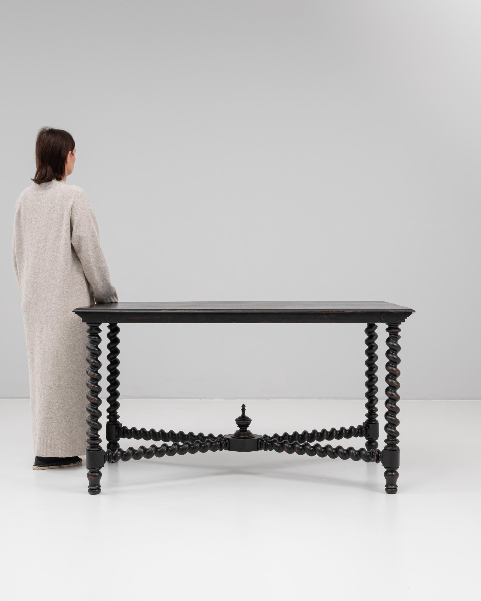 1880s French Black Patinated Barley Twist Table In Good Condition For Sale In High Point, NC