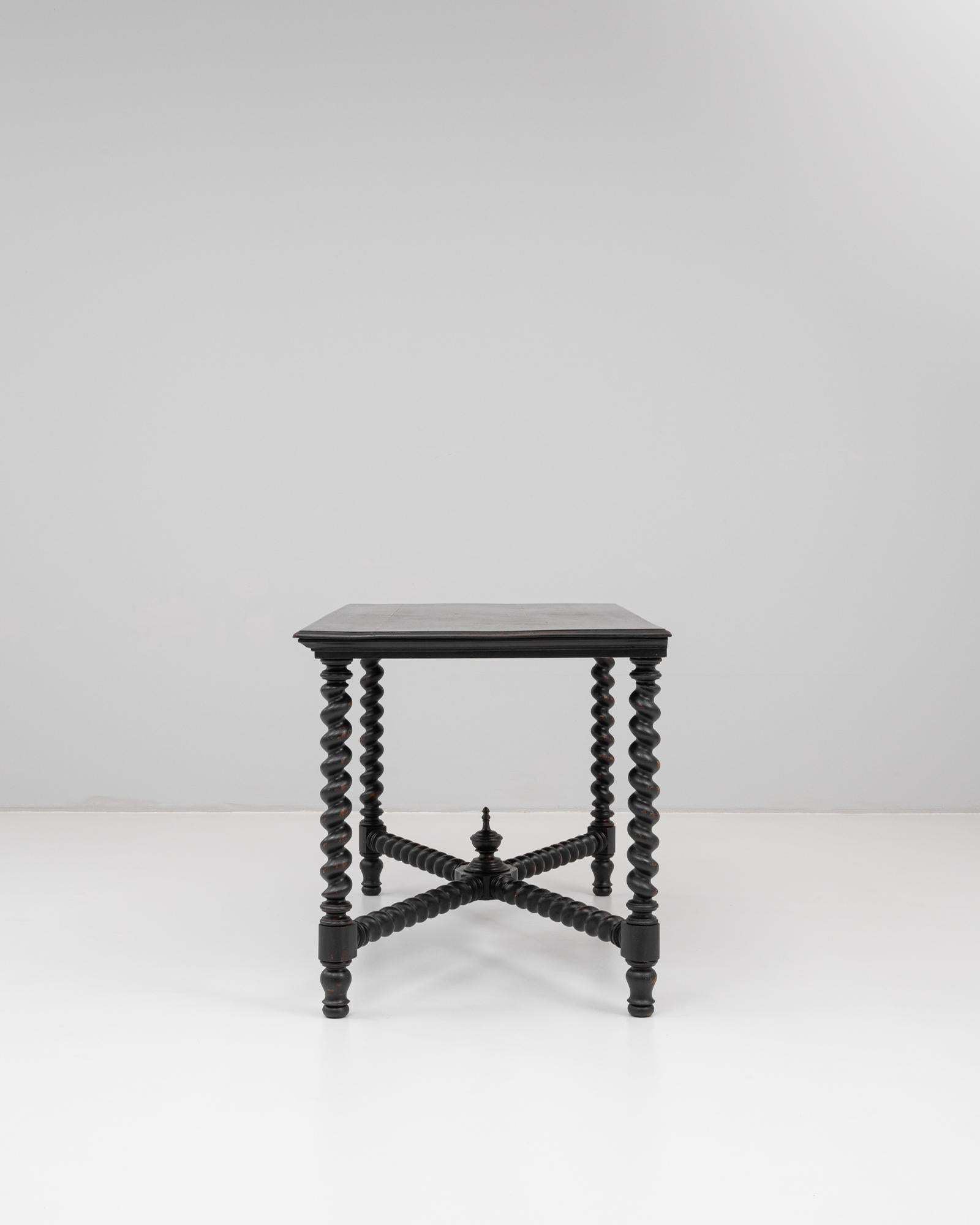 19th Century 1880s French Black Patinated Barley Twist Table For Sale